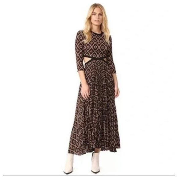 A.L.C. Reece Silk Pleated Cut Out Waist Midi Dress - Picture 1 of 15